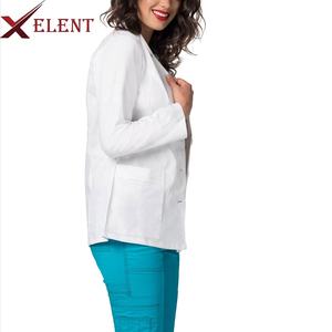 เสื้อโค้ทสีขาวสำหรับขัดทางการแพทย์ของผู้หญิงเครื่องแบบทำงานในโรงพยาบาลดีไซน์งาน OEM - Product Image 2