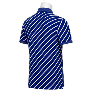 Polo Azul Rey de Alta Calidad, Personalizable, Transpirable, con Rayas Blancas Diagonales, Cuello con Detalles Punteados, Tejido de Piqué de Algodón NEXTEX - Product Image 4