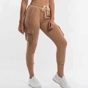 Women High Waist Drawstring Ankle-Length Cargo <b>Jogger</b> Pants Solid Color Side Pockets Breathable Cotton <b>Skinny</b> <b>Fit</b> Autumn Wear - Product Image 5