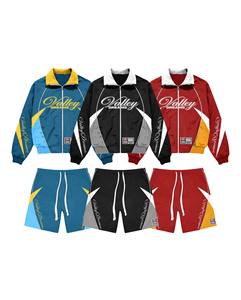 Multi Color Valley Dreams Windbreaker Jacket Shorts Set | Oversized <b>Zip</b> <b>Hooded</b> Jacket & Shorts | Streetwear Matching Set OEM - Product Image 1