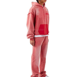 Survêtement d'hiver pour homme effet délavé 100% coton léger haute qualité coupe oversize style décontracté urbain design 2-en-1 - Product Image 3