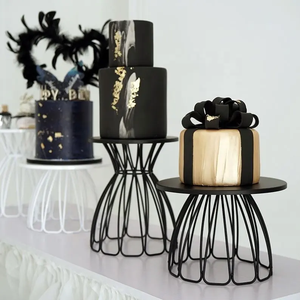 Round Metal decorative <b>Cake</b> <b>Stand</b> White and Black Wire Base Reusable Serving Tray for <b>Cakes</b> Cupcakes Decorative Display Dish - Product Image 5