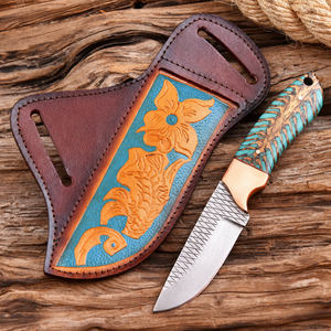 Cuchillo Vaquero Hecho a Mano de Acero D2, Mango de Piña, Funda de Cuero Tipo Pancake, Regalo para Ocasiones Especiales - Product Image 1