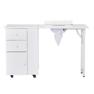 Table de manucure portable et pliable avec aspirateur électrique, roues verrouillables, coussin de poignet et tiroirs pour salons de beauté, en métal durable - Product Image 3