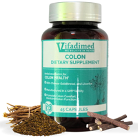 Complément alimentaire Vifadimed Colon 45 capsules avec réglisse pour la santé intestinale des adultes, non destiné aux femmes enceintes, à prendre 3 fois par jour