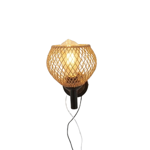 Handcrafted Rattan Wall Lamp With Adjustable Drop Rod Natural Wicker Wall <b>Sconce</b> For Living Room & Bedroom Modern Boho Cane - Product Image 3