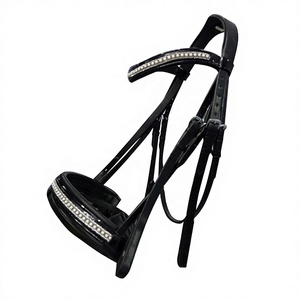 Premium Luxury Black Genuine Leather Horse Bridle with Elegant White Pearl <b>Studded</b> Design Comfortable fit for Horse Riding. - Product Image 1