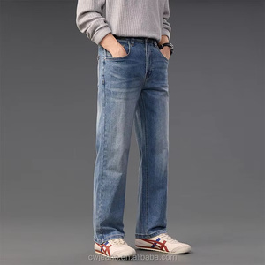Jeans pour hommes haut de gamme, coupe droite ample, extensibles, design tendance, pantalon décontracté, jeans boutonnés, denim respirant - Product Image 3