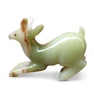 Meilleur Prix Figurine de Cerf en Onyx Vert Art Populaire Sculptée à la Main en Pierre Souvenir Sculpture Animale Design Logo Personnalisé Nouvel An Chinois - Product Image 1