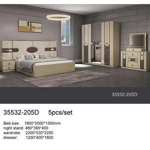 Modern Bedroom Set 35532-120A <b>Queen</b> <b>Size</b> Wood Furniture With Lighted Headboard And Mirror Wardrobe - Product Image 5