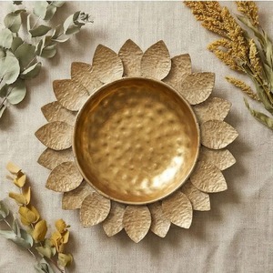 Polished Metal Urli Bowl Traditional Finish Floating Flower Diya Decorative Centerpiece <b>Temple</b> Use - Product Image 5