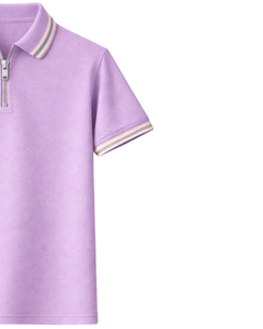 Polo de manga corta con cremallera de un cuarto para hombre, cuello acanalado, informal, de verano, mezcla de algodón, fabricado a medida por el fabricante. - Product Image 4