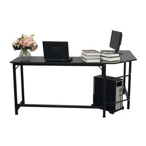 Scrivania per Computer a L in Stile Europeo YS, in MDF Nero con Libreria Convertibile per Gaming e Ufficio - Product Image 5