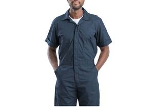 Combinaison de travail en coton à fermeture éclair pour hommes, vêtements de travail d'été à manches courtes, combinaisons de mécaniciens à poches, utilisation industrielle et en atelier - Product Image 4