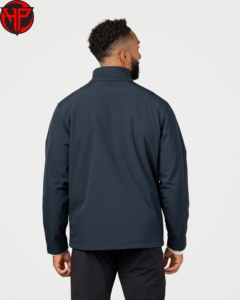 <b>Men's</b> <b>Black</b> <b>Fleece</b> <b>Jacket</b> Full Zip Stand Collar Casual Windproof Autumn Wear Regular Fit Polyester Material - Product Image 5