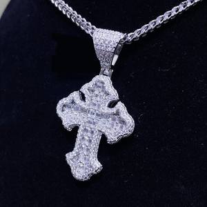 Collar Religioso de Lujo para Hombre, Cruz de Moissanita VVS Personalizada, Plata de Ley 925, Estilo Hip Hop, con Incrustaciones de Diamantes, Pasa el Test de Diamantes - Product Image 2
