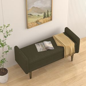 Green Teddy <b>Velvet</b> <b>Storage</b> <b>Stool</b> 45.98\"*16.75\"*21.75\" with <b>Storage</b> Space for Apartments Living Room Bedrooms - Product Image 3