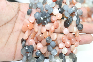 Cuentas de piedra lunar multifacéticas en forma de corazón de 9-10mm, taladro lateral Briolette de 10 pulgadas, piedras preciosas naturales - Product Image 4