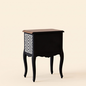 Handmade Black White Chevron Stripe Bone Inlay Wood <b>Bedside</b> <b>Table</b> <b>Industrial</b> Design Quality Branded Furniture for Bedroom - Product Image 2