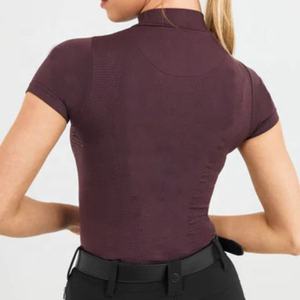 Pantalones de mujer Ecuestre Moda Deporte Capas base Poliéster/Spandex Manga corta Cremallera Camisa transpirable para mujer - Product Image 2