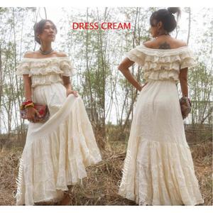Boho Ruffled Ball Gown <b>Wedding</b> <b>Dress</b> Cotton Off-Shoulder Maxi <b>Maternity</b> Beach <b>Wedding</b> <b>Dress</b> - Product Image 4
