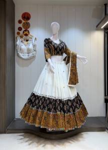 Traditional Indian Wedding <b>Lehenga</b> Choli Set For <b>Women</b> Floor-Length Cotton Loose Fit With Embroidery Design - Product Image 5