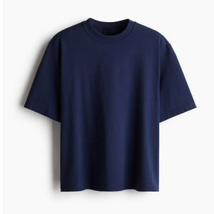 Camiseta Oversize de Algodón de Alta Calidad, Lisa, 260 g/m², Estilo Casual con Hombros Caídos, Color Azul Teñido - Product Image 3
