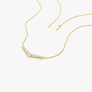 Collar de diamantes cultivados en laboratorio al por mayor, colgante delicado en forma de V, oro macizo de 14 quilates, elegante collar con colgante fino, regalo para ella - Product Image 2