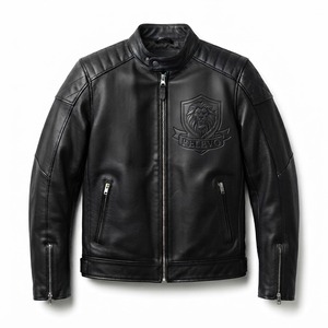 Men's Black Genuine Leather <b>Motor</b> <b>bike</b> Jacket Collar Zipper Slim Fit Windproof Autumn Wear - Product Image 6