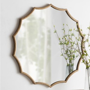 Scalloped Edge Wall <b>Mirror</b> – Modern Decorative Gold <b>Frame</b> <b>Mirror</b> for Living Room, Bedroom & Home Decor - Product Image 1