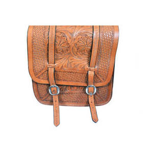 Sacoche en cuir pour selle de cheval western et moto, artisanale, sculptée à la main, 100% cuir de buffle, couleur et logo personnalisables - Product Image 2