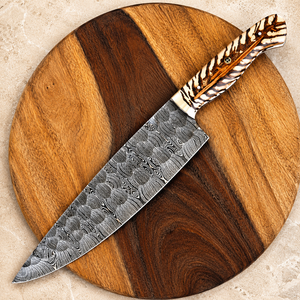 Cuchillo de Chef de Acero de Damasco Hecho a Mano Personalizado, Hoja Recta, Mango de Madera de Resina, Cuchillo Profesional para Cocina, Venta al por Mayor OEM ODM - Product Image 6