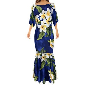 Robes de soirée formelles pour femmes, à manches courtes, style mexicain, imprimé floral, hawaïennes - Product Image 5