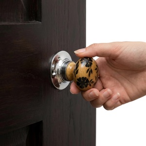 Ceramic Round Cabinet <b>Knobs</b> with <b>Black</b> Floral Design Modern Style for Kitchen Drawer and Bathroom Furniture Handles - Product Image 4
