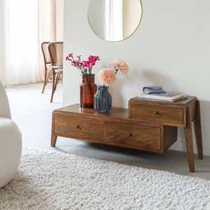 Mueble para TV Vandana Cresta Novara de 3 cajones en madera de mango - Product Image 1