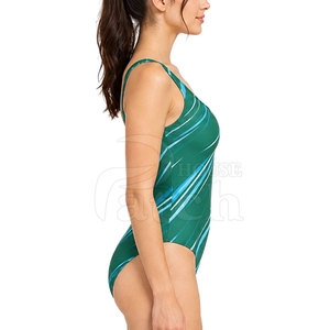 Maillot de bain une pièce élégant pour femmes, vêtements de bain athlétiques personnalisés, impression par sublimation, tissu extensible à séchage rapide, vêtements de sport pour la plage et la piscine - Product Image 4