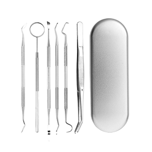6 Stainless Steel Teeth <b>Scraper</b>/teeth <b>Cleaning</b> Tool and Oral Oral Tool Set Surgical Instruments with Case - Product Image 1
