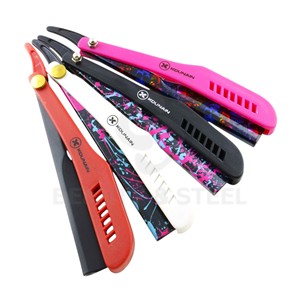 Professional Straight Edge Barber <b>Razor</b> with Arctic White Ergonomic Handle and Stainless Steel Blade Holder - Product Image 5