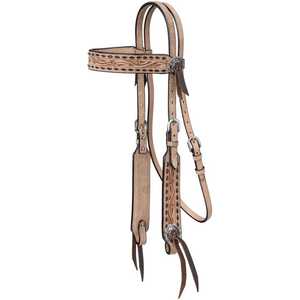 Harnais en cuir marron pour cheval avec design embossé, conchos argentés, style western, finition premium, facile à porter, taille personnalisable - Product Image 1