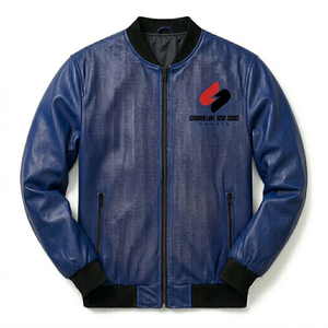 Fashion <b>Men</b>’s Red <b>Jacket</b> Custom Logo PU <b>Leather</b> Lightweight Zipper Casual Wear - Product Image 1