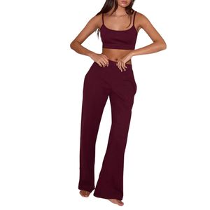 Conjunto de Ropa Deportiva Transpirable para Mujer al por Mayor, Leggings Sólidos con Cintura Elástica y Sujetador Deportivo sin Espalda - Product Image 1