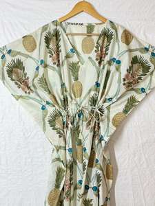 ชุดเดรสยาวผ้าฝ้ายพิมพ์ลายนกสำหรับผู้หญิง ทรงหลวม สวมคลุมชายหาด ชุดลำลองสำหรับฤดูร้อน สไตล์โบฮีเมียน - Product Image 3