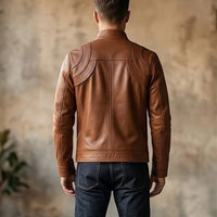 Veste en cuir pour homme, cuir véritable de qualité supérieure, vêtement d'extérieur décontracté, fermeture éclair intégrale, col montant, plusieurs poches zippées à l'intérieur