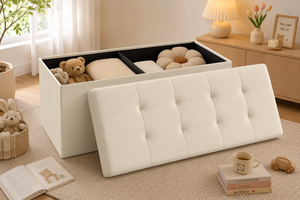 Banc de rangement en tissu de luxe avec couvercle capitonné pour salon, meubles de maison - Product Image 4