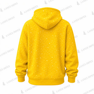 Sweat à capuche jaune pour homme avec strass, logo personnalisé, streetwear, molletonné, manches longues, décontracté, mode hiver - Product Image 3