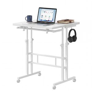 Dual Height Adjustable Rolling Computer <b>Desk</b> with Treadmill Walking Pad Mobile Workstation with Cup Holder - Product Image 1