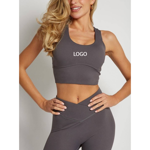 Conjunto de Leggings y Top Deportivo OEM de Alto Impacto y Comodidad, Cuello en U, Tirantes Anchos, Logotipo Frontal, Poliéster y Spandex para Mujer - Product Image 1