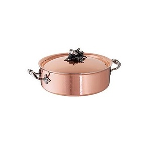 Cacerola Redonda Vintage de Cobre Martillado con Asas de Aleación de Zinc y Perilla de Tapa con Forma de Bollo para Comidas Elegantes - Product Image 2