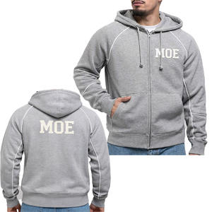 Sweat à capuche zippé tendance pour homme en coton, style streetwear, coupe oversize, avec surpiqûres contrastées, veste décontractée, vente en gros OEM - Product Image 1