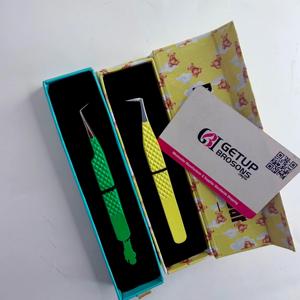 Pince à cils professionnelle de haute qualité, motif personnalisé jaune-vert, en acier inoxydable de précision, marque privée, 90 pinces à cils - Product Image 6